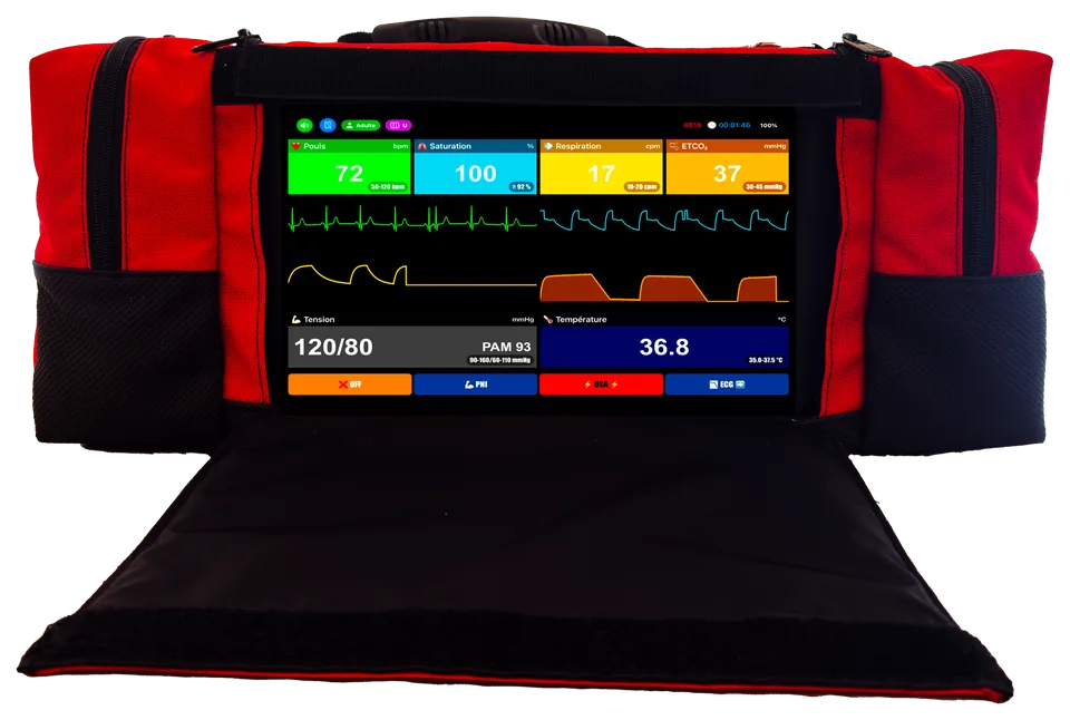 VitalX Plus : moniteur iPad dans sa housse