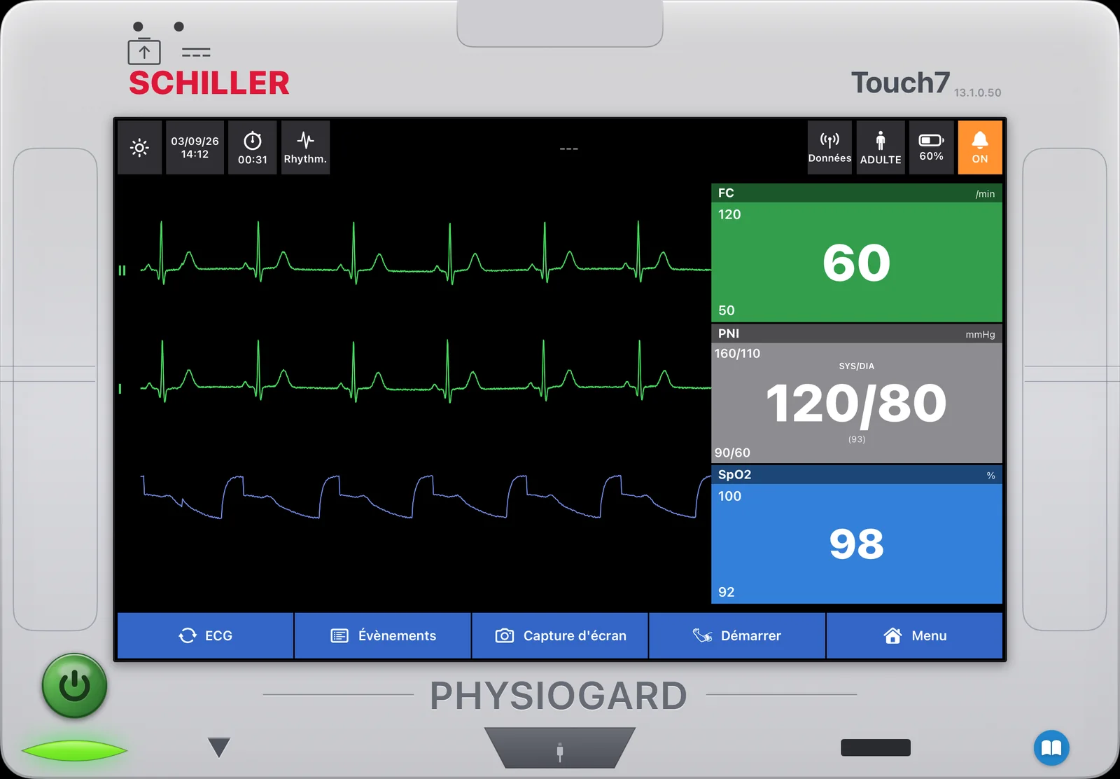 PHYSIOGARD Touch 7 — vue monitorage