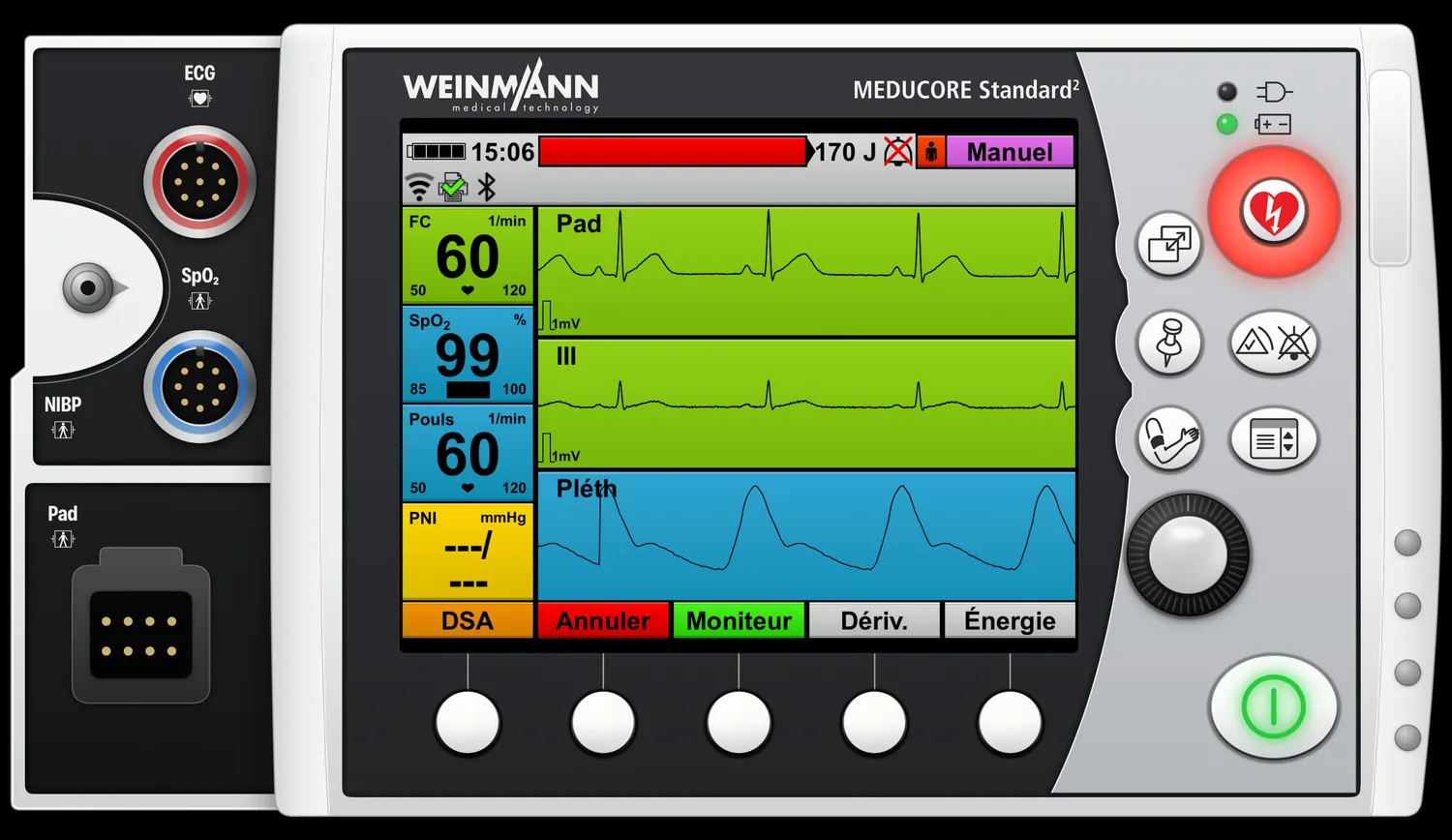 MEDUCORE Standard² — Défibrillation manuelle — choc prêt